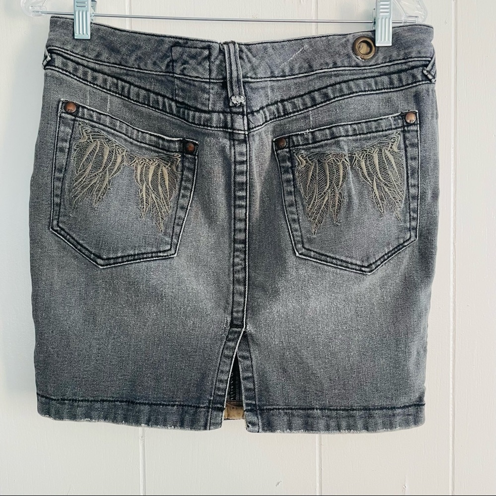 Free People angel wings black denim mini skirt